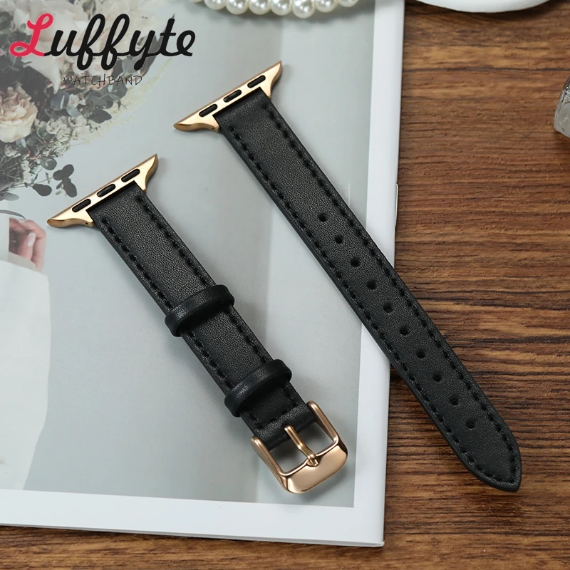 ตัวเลือกสินค้า สายนาฬิกาหนังนุ่มโรสโกลด์ สำหรับ Apple Watch หญิง