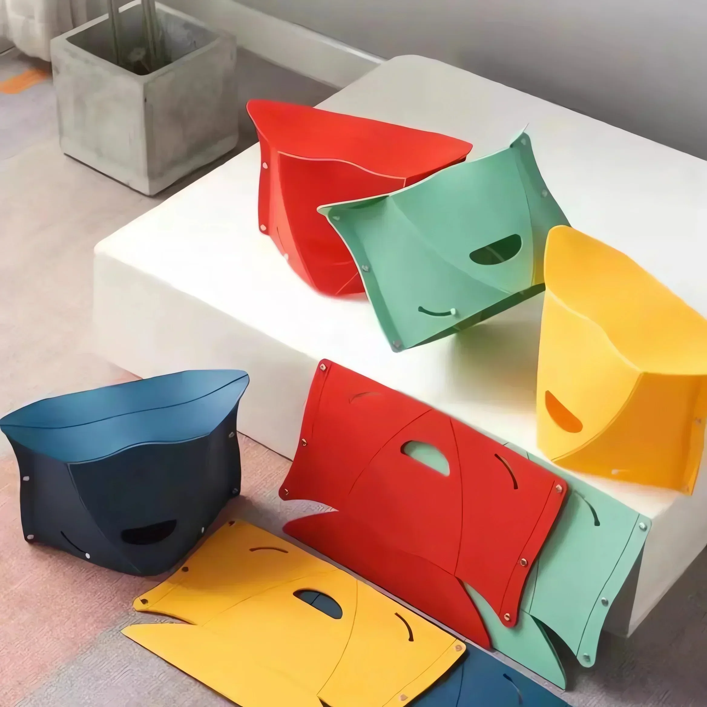 Portable Folding Chair Retractable Stool Paper Stool Storage Bag With Carrying Handle Dual-Use Outdoor Camping Storage Fruit Basket