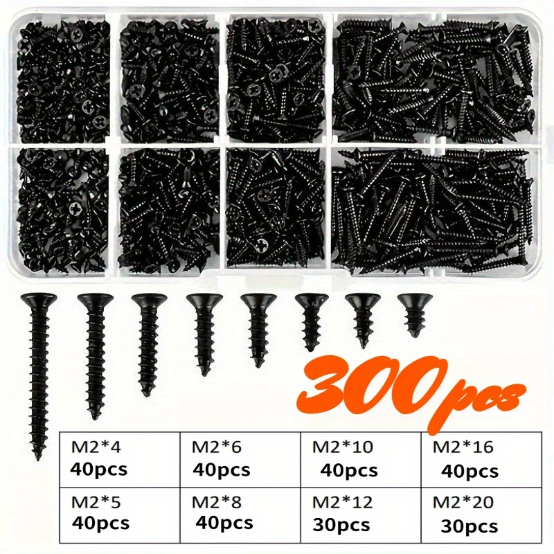 Lot de 300 vis autotaraudeuses M2 - Assortiment pour drones et appareils électroniques