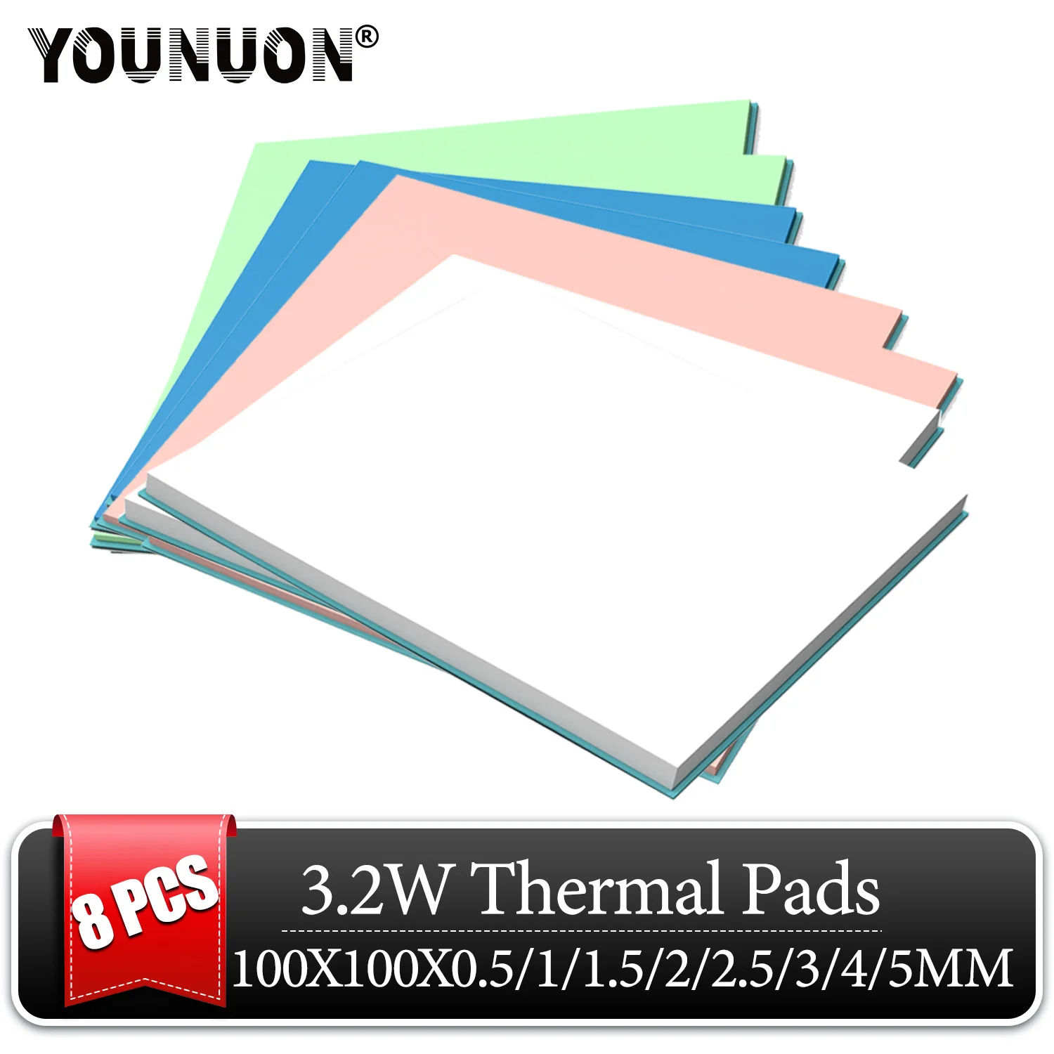 Condutora Silicone Thermal Pads Cooling Conductive Azul Branco Verde 100x100x0.5 mm mm 1.5 mm mm 2.5 mm mm mm mm Peças
