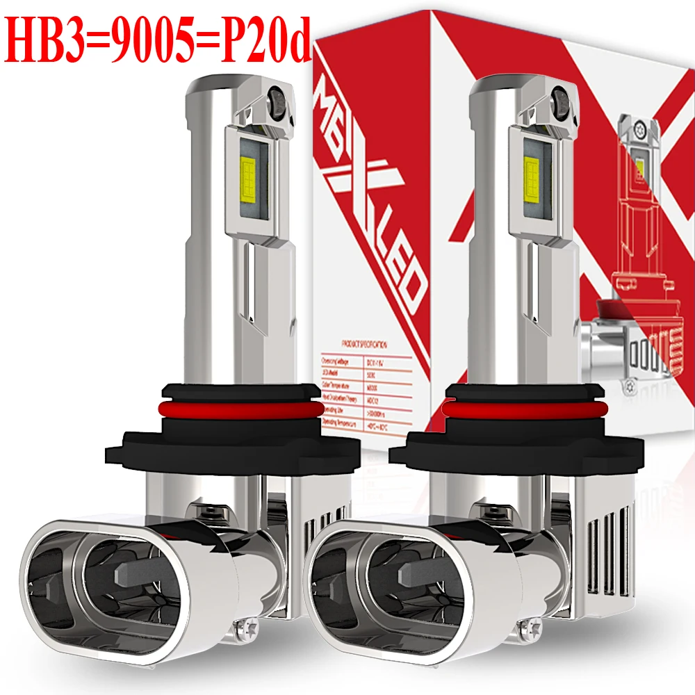2개 HB3 P20d LED 9005 라이트 헤드라이트 자동차 터보 다이오드 전구 강력한 캔버스 오류 없음 어댑터 필요 없음 화이트 모토 안개등 12V