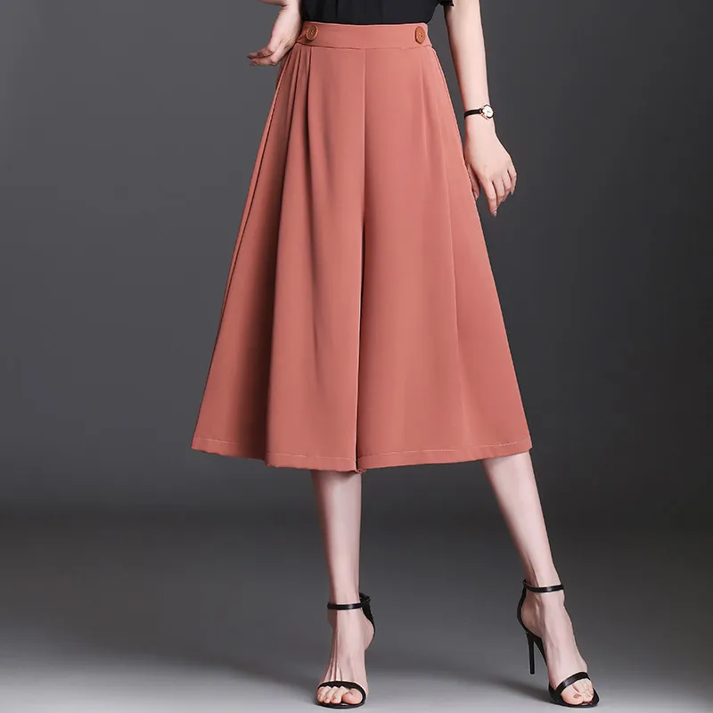 

Korea High Waist Wide Leg Pants Women's Spring and Autumn Capris Small Skirt Pants New Fashion Droopy Pink Pants Fat MM5XL