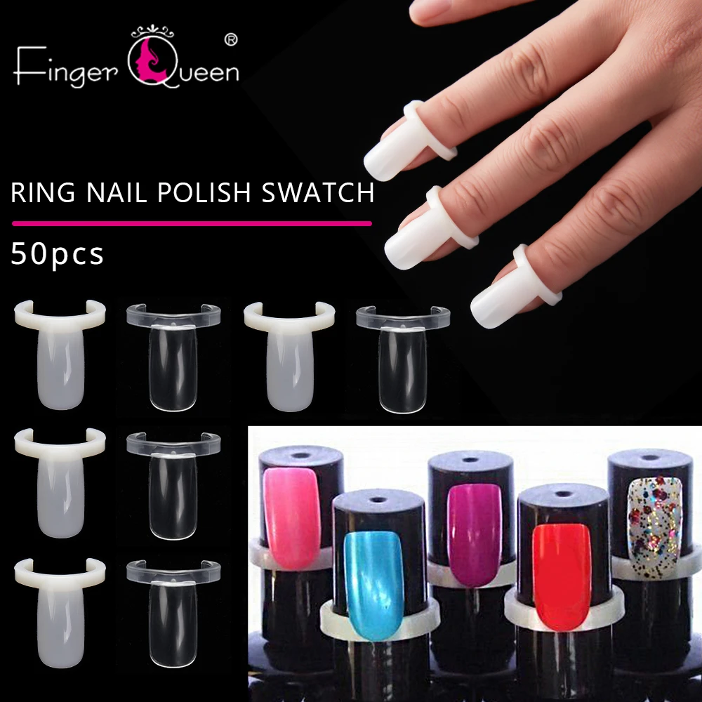 Display Per Unghie Clear Natural Colors Nail Swatch Buckle Ring False Nail Tips Nail Gel Polish Practice Display Board Per Nail Art