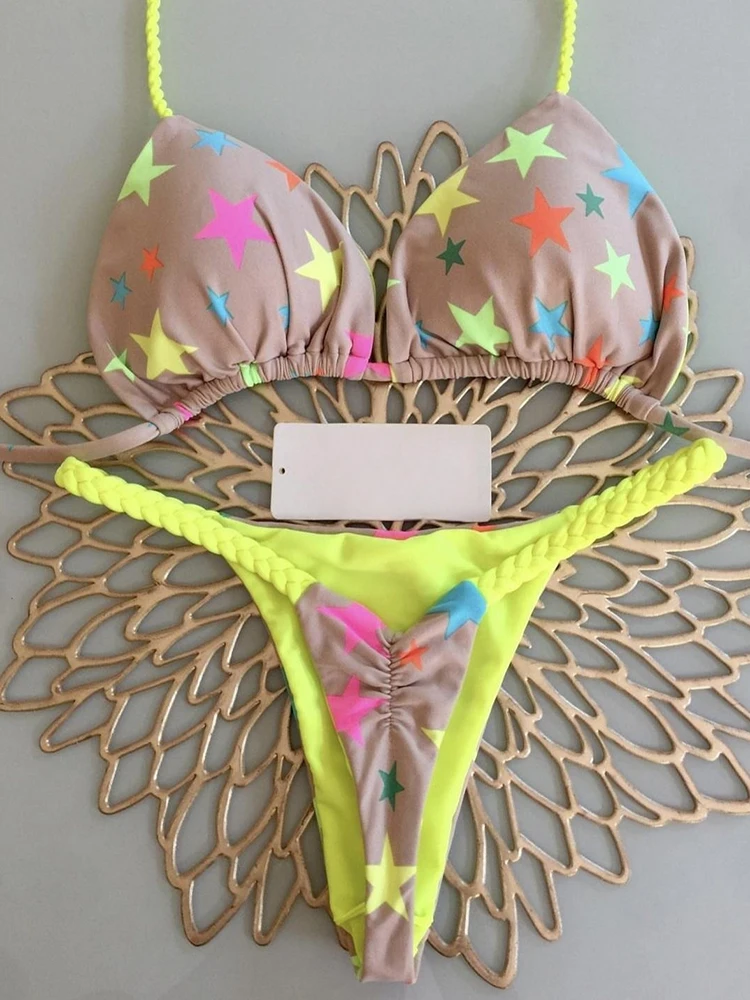 Women Swimwear Leopard Print Brazilian Bikini Set Thong Swimsuit Two Pieces Beach Wear