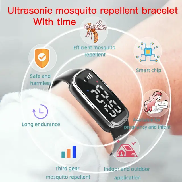 M80 Sonic Mosquito Riellent Watch Ultrahangellenes Szúnyogtaszító Karkötél Időjelző Kártevők Rovarvezérlő Karkötő - Image 5