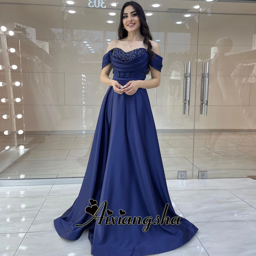 

Aixiangsha Modern Celebrity Dresses for Women Sweetheart Off the Shoulder Pleated Evening Dress Vestidos De Gala Personalised