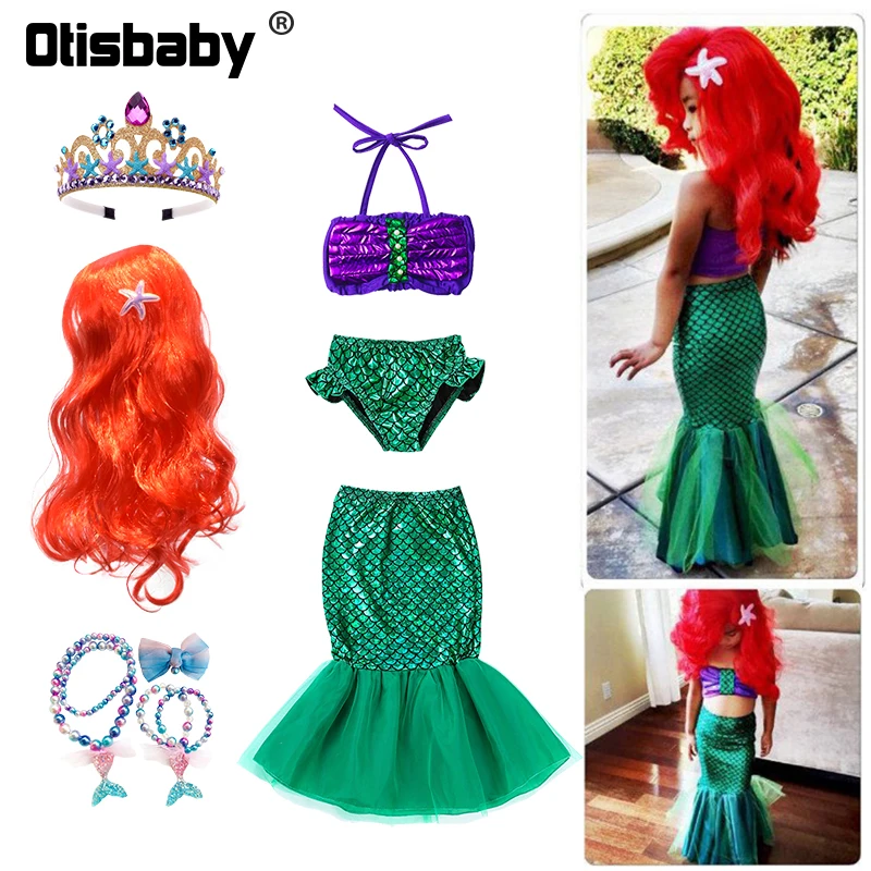 Ariel Vestito per le Ragazze di Halloween Little Mermaid Costume Bambino  Rosso Della Sirena Parrucca Pattini Della Principessa Di Natale Ariel Dress  Up Costume Da Bagno|Dresses| - AliExpress