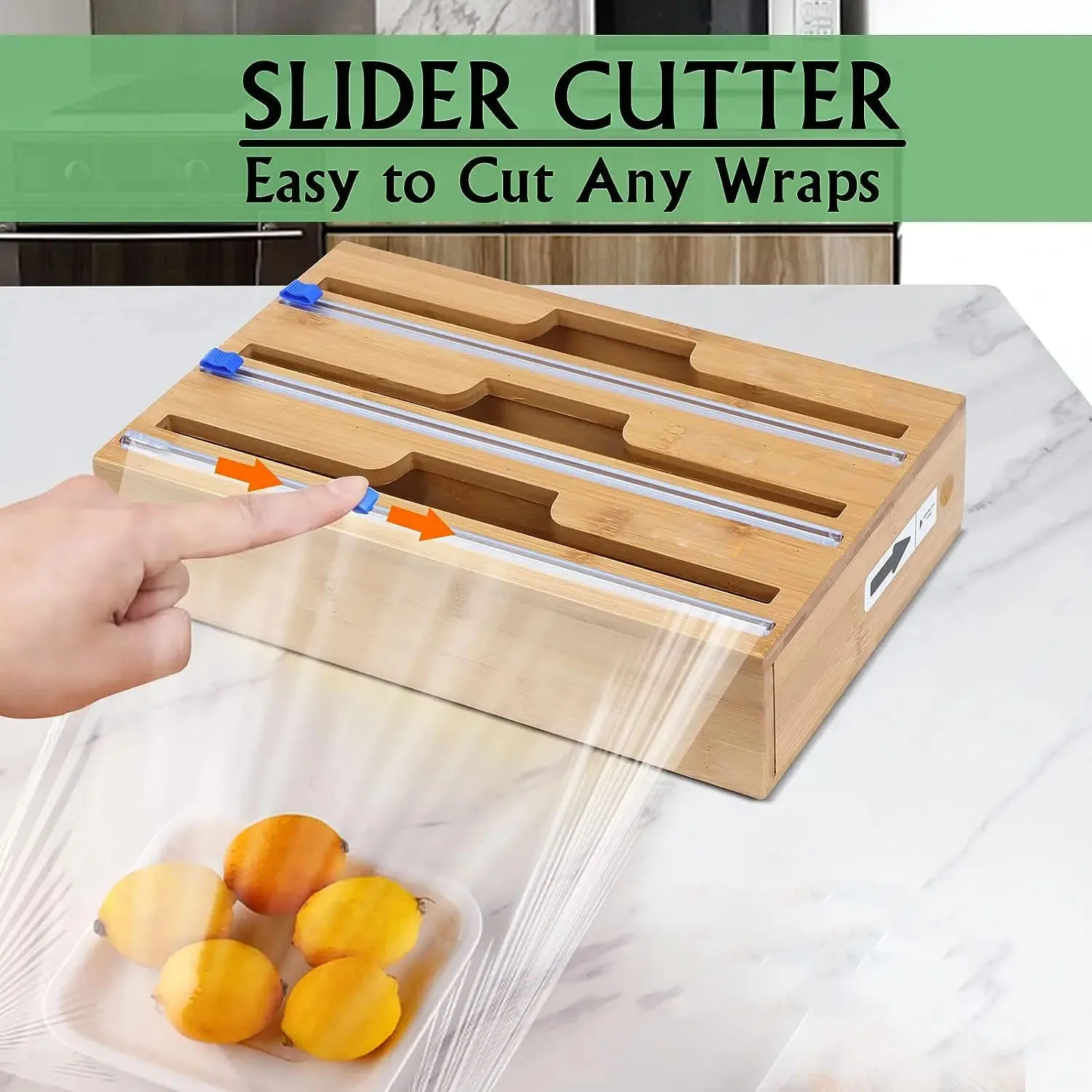 cling film cutter plastic wrap cutter Cling Film Cutter Minimalist Wall Mounted Bamboo Kitchenware Multi Compartment Multi Layer Hidden Scratchers Two Way Cutter 1pc