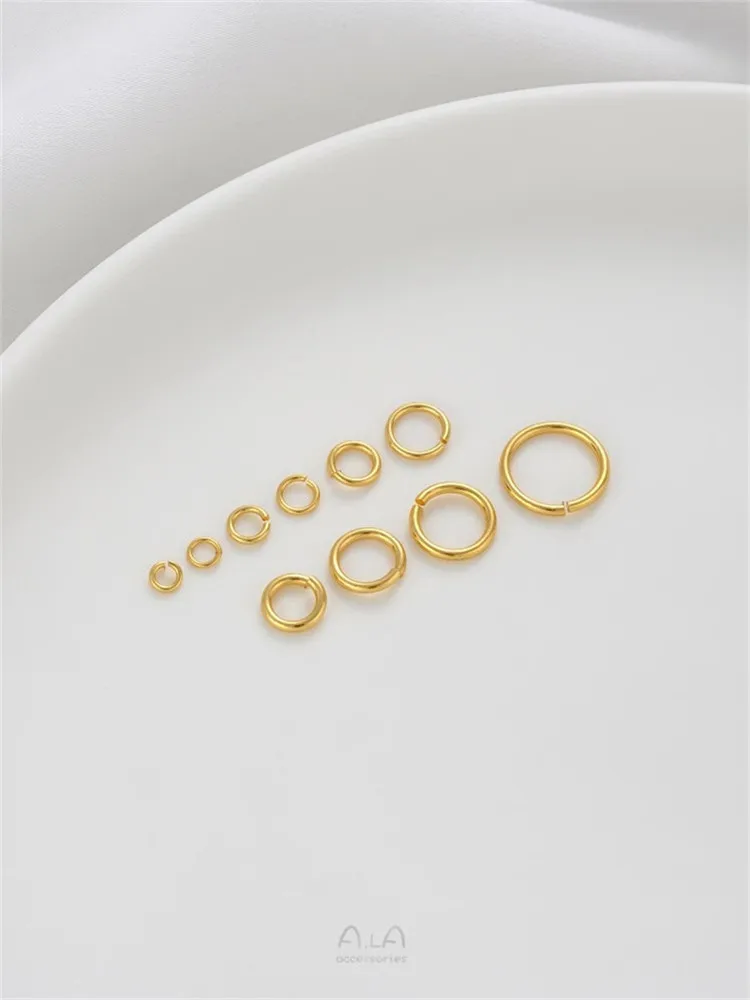 18K Gold-filled Open Ring, Copper Plated Real Gold, Single-turn Connecting Ring, Handmade DIY Jewelry, Accessories Materials 14k gold wrapped closed loop diy accessories handcrafted circular bracelets necklaces earrings jewelry hanging ring materials