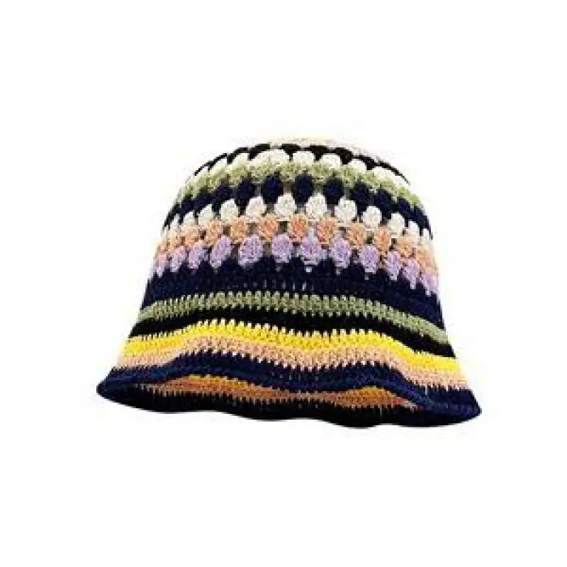 

Women's Knitted Bucket Hat Handmade Woven Striped Fisherman Cap Travel Breathable Winter Autumn Hats For Women New Bohemia