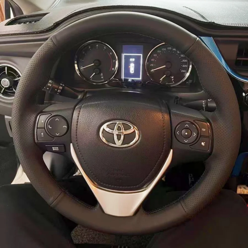 Benutzerdefinierte Auto Lenkrad Geflecht Abdeckung Weiche 100% Fit Für Toyota E'Z RAV4 2013-2019 Corolla 2013-2017 Auto Produkte Lenkung Wrap