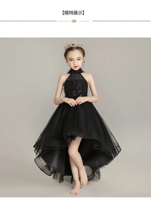 Vestido negro sin mangas para niñas, traje de fiesta de boda, ropa para niños, vestido de princesa elegante para fiesta de 8, 10, 12, 14 años _ - AliExpress