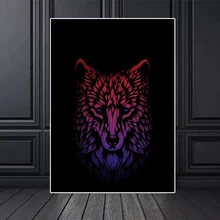 

Nordic Style Fluorescence Wolf Head Wall Art Pictures Wild Animals Poster Canvas Painting Print for Living Room Home Decoration