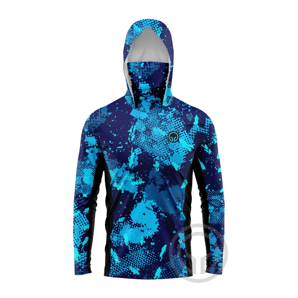 Chemise De Pêche Huk Homme, Manches Longues, Camouflage Bleu, Taille L