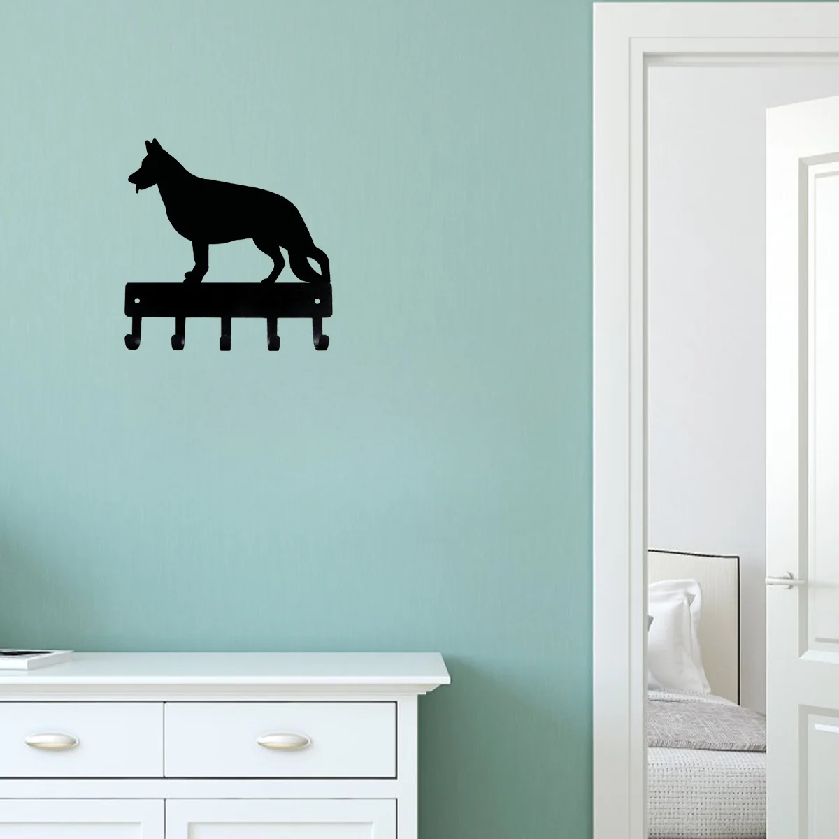 

German Shepherd #1 Key Rack Dog Leash Hanger 6/9 In Wide Hanger In The Hallway Wall Hook House Wall Key Holder Garden Home