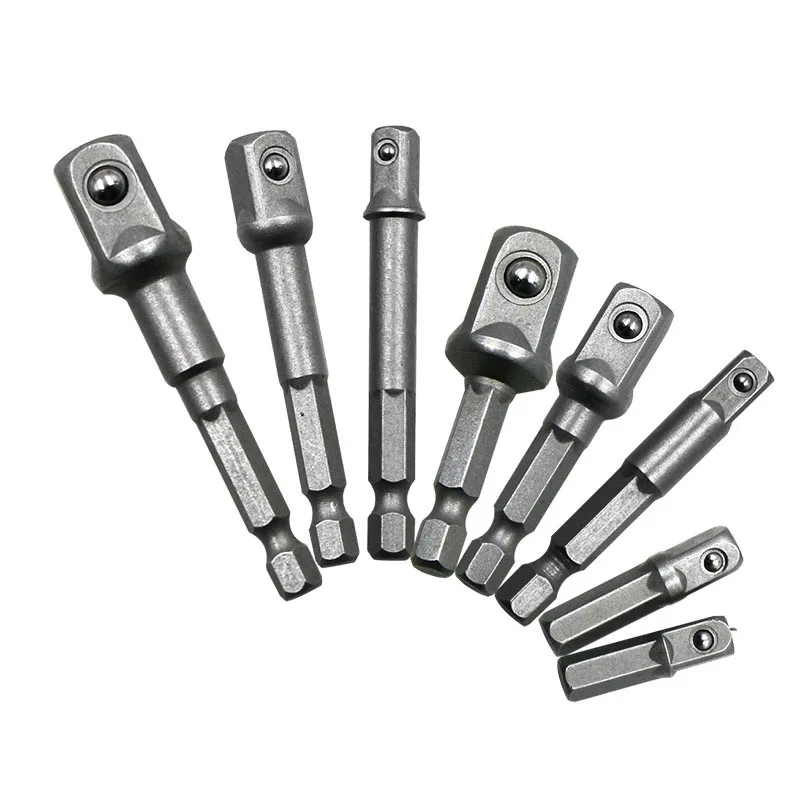 AI-ROAD 3pcs Chrome Vanadium Steel Socket Adapter Extension Drill Bit Hex Shank To 1/4