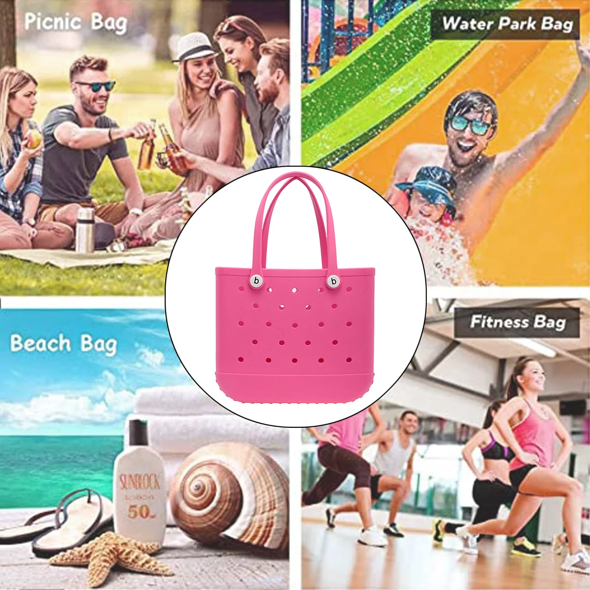 Rubber Tote Bogg Bag Large Beach Tote Large Rubber Beach Bag With Inner  Bag, Waterproof Washable Tip - Main Image