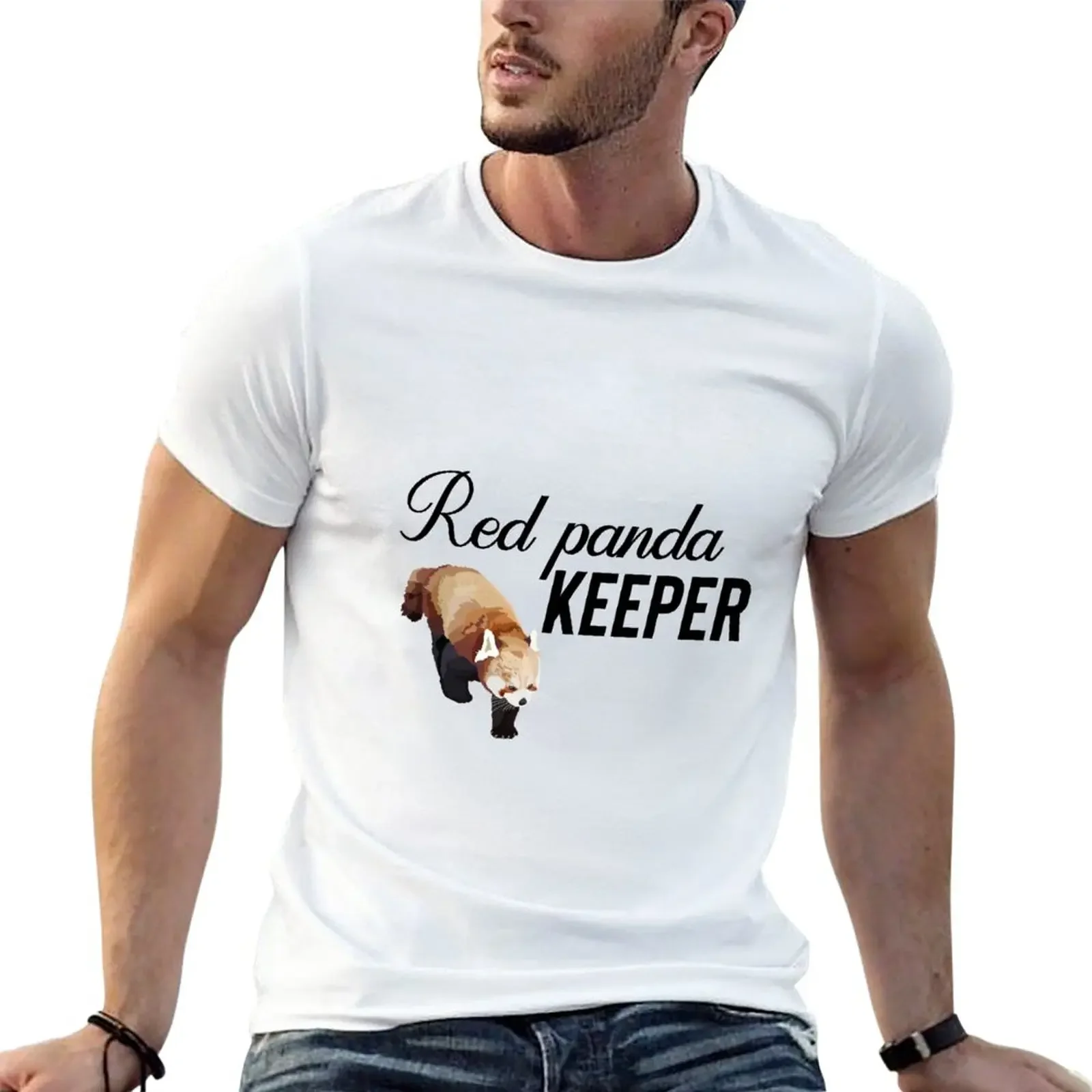 

Футболка Red Panda Keeper, кавайная одежда, корейская модная мужская одежда