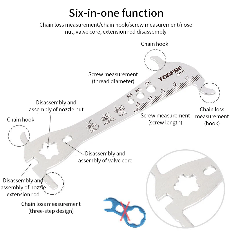 6in1bicycleChainMeasurerWearScrewmeasurementChainhook