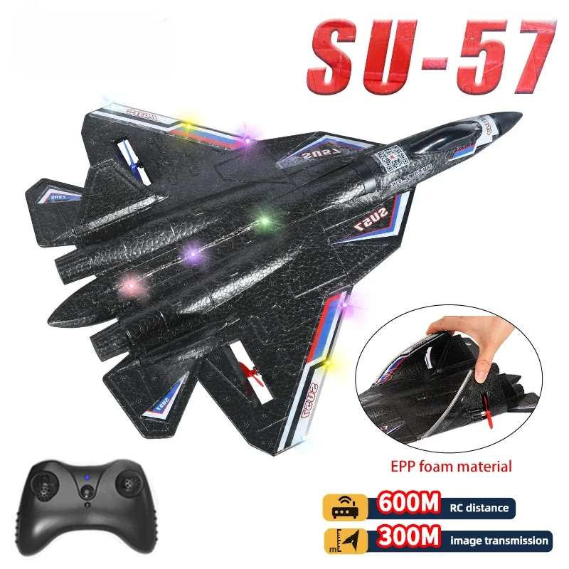 【Fast and Reliable Shipping】 RC Plane SU57 2.4G With LED Lights Aircraft Remote Control Flying Model Glider EPP Foam Toys Airplane For Children Gifts FX620