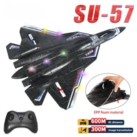 RC Plane SU57 2.4G With LED Lights Aircraft Remote Control Flying Model Glider EPP Foam Toys Airplane For Children Gifts FX620 1