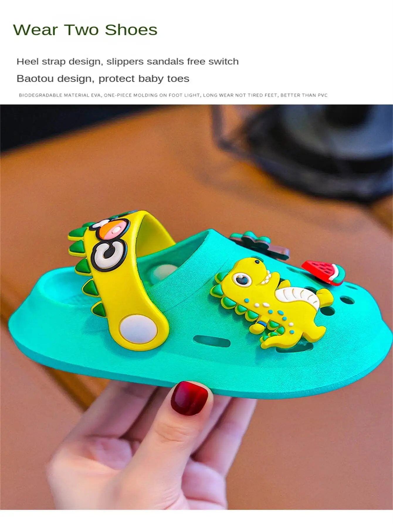 Summer Childrens Slippers Hole Kids Sandals Soft Anti-Skid Cartoon Dinosaur DIY Design Indoor Anti-Slip Boys Girls Beach Shoes beach shoes children sandals kids shoes kids sandals