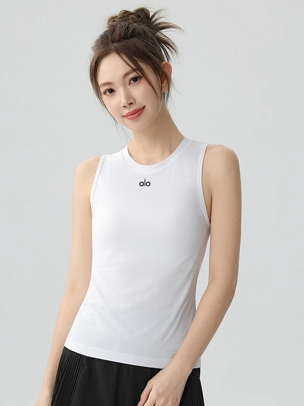아울렛 요가탑 여성용 라운드넥 민소매 퀵 드라이 통기성 피트니스 탱크탑 필라테스 스포츠웨어 캐주얼 의류