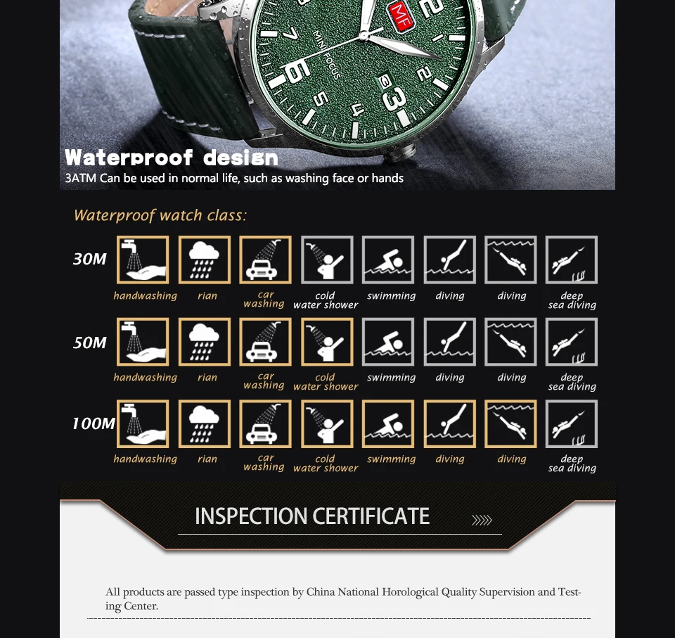 MINI FOCUS Quartz Watch for Men Waterproof_voghion.com