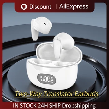 144 Languages Two-Way Translator Earbuds Bluetooth-Compatible 5.1 Instant Translated Smart Voice Translator Translator Headset