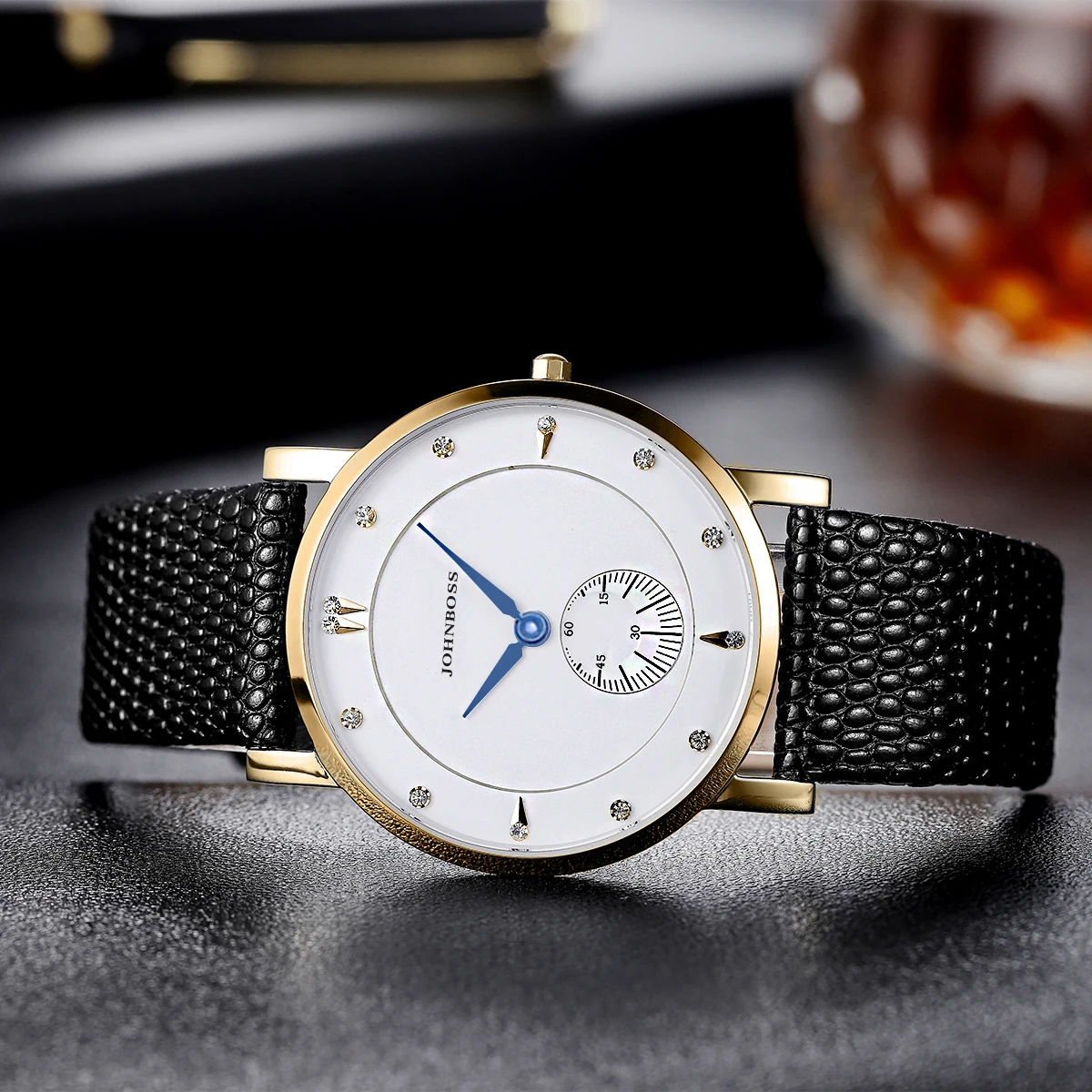 ساعة JS دائرية رفيعة من مادة الفولاذ المقاوم للصدأ...