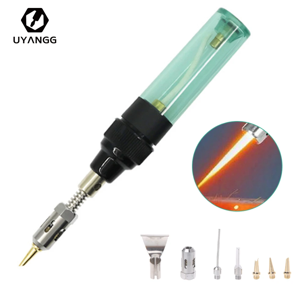 

Gas Soldering Iron Cordless Butane Torch Welding Pen 1300°C Adjustable Burner Blow Soldering Iron Gun with 6 Soldering Iron Tips