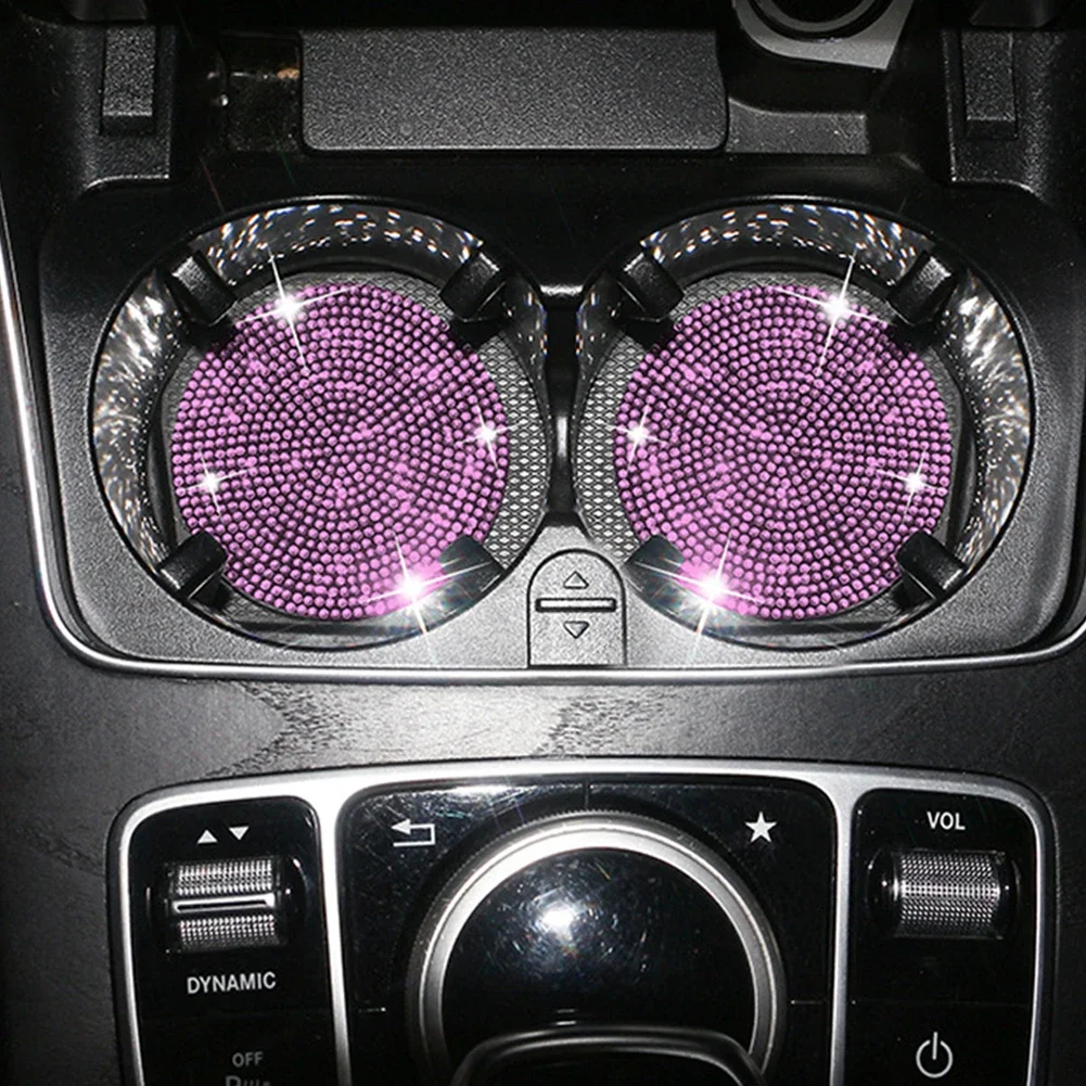 Diamond Car Coaster Water Cup Slot Anti Slip Mat Bling Car Cup Coaster Black Pink Silica Pad Holder Mat Auto Decoration cup holder coasters,car coaster pads