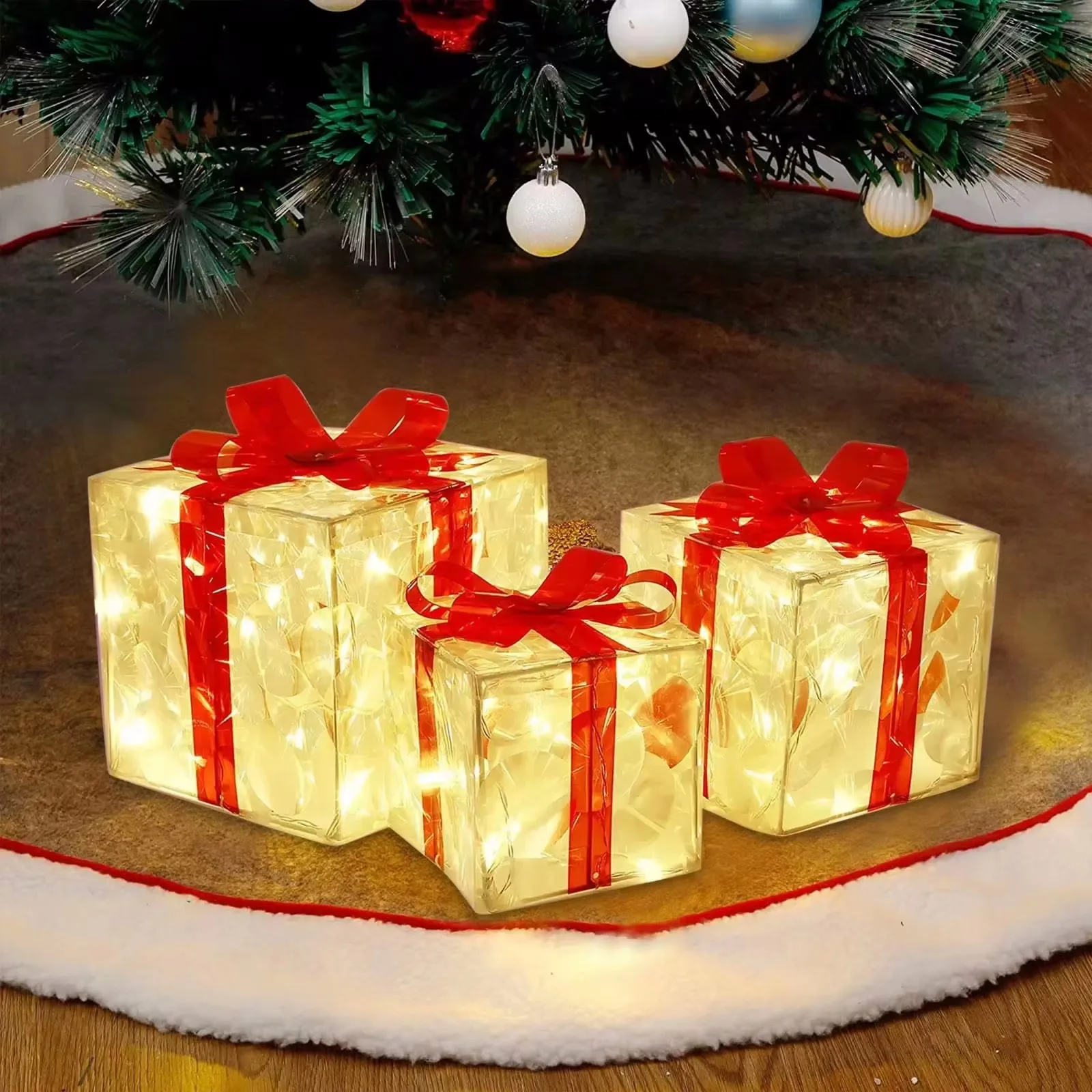 thumbnail interactive-video image 1 of Christmas Lighted Snowman Gift Boxes - Outdoor LED Present Decor For Porch & Yard 1 of 12