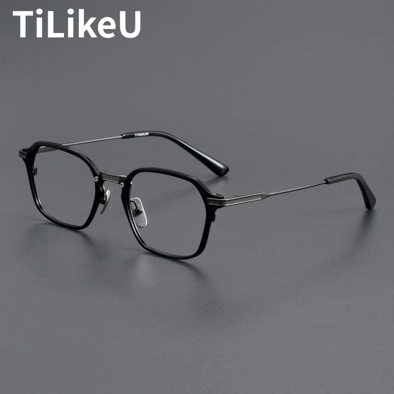 Vintage Square Eyeglass Frame DTX425 Acetate Titanium Glasses Frame Designer Men Women Myopia Optical Full Eyeglasses Frame 2024