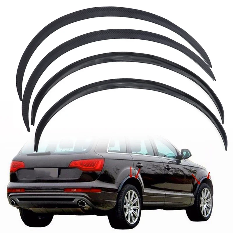 2/4Pcs Universal Car Truck Black/ Carbon Fiber Body Kit Trim Fender Flare Rubber Wheel Sopracciglio Anti-Scratch Strip Lip Stickers