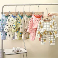Spring Autumn Velvet Children Home Clothing Set Long Sleeve Warm Sleepwear T-shirts Pants Two-piece Set Girls Babies Loungewear 1