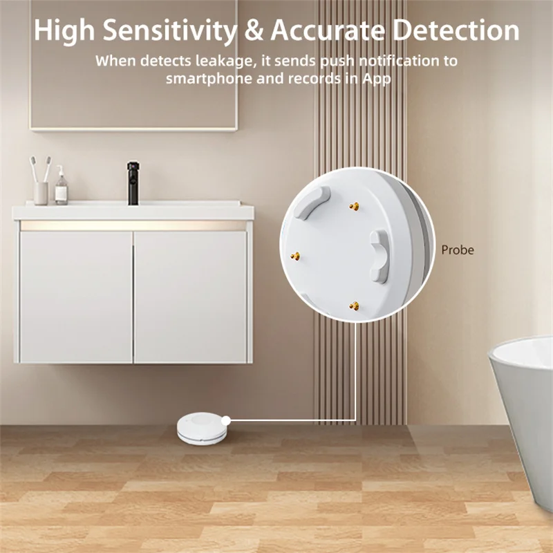 Tuya Smart WiFi Water Leak Alarm Kit 3 Pack Water Sensors with 90dB Adjustable
