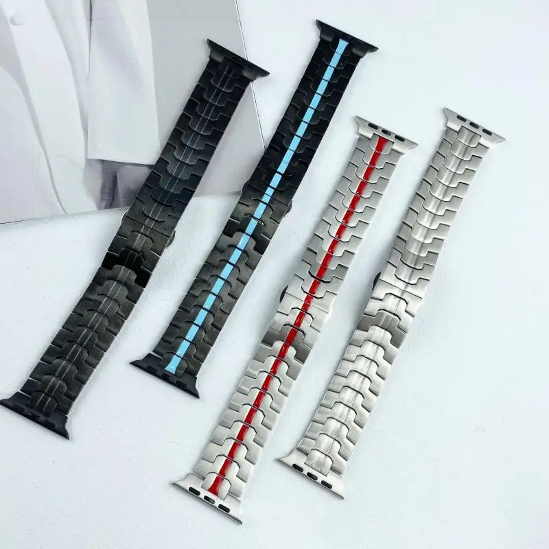 애플 워치용 럭셔리 티타늄 컬러 스트랩, 울트라 2 밴드, 49mm, 45mm, 44mm, 42mm, 금속 스테인리스 스틸 팔찌, 아이워치 9, 8, 7, 6, 5 SE
