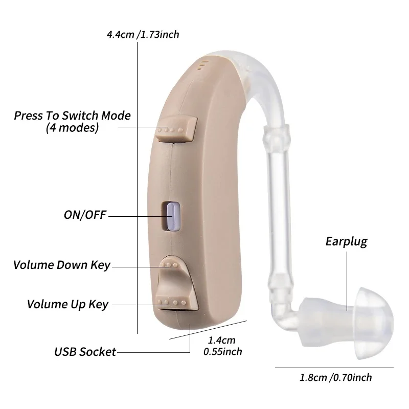 Hearing Aid For The Elderly, High Power Rechargeable Non-Programmable Adjustable Volume Hearing Aid Headset Sound Amplifier 6