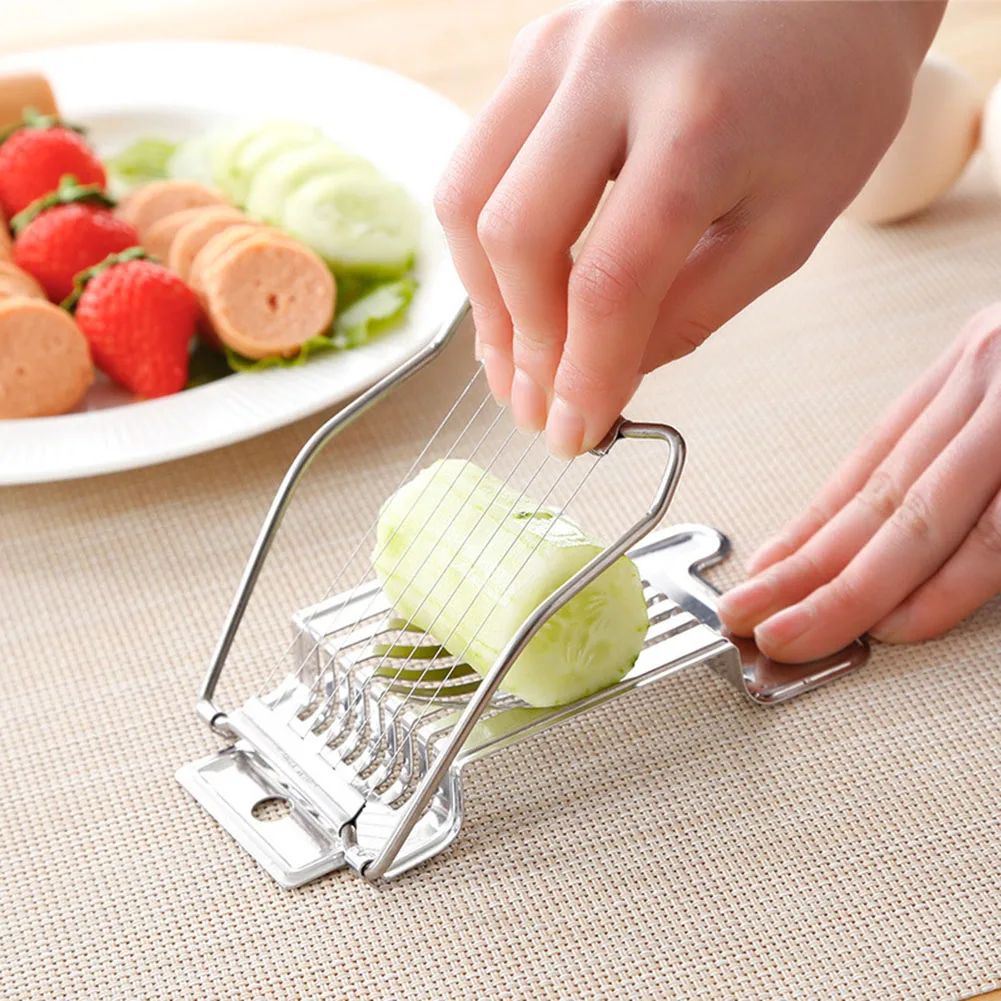 

1pc Egg Slicer Cutter Stainless Steel Kitchen Supplies Boiled Cut Mushroom Gadget Chop Kitchen Tools And Gadgets