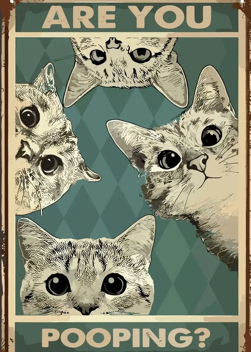 thumbnail image 1 of ¿Estás haciendo caca? Pósteres para el baño, letreros divertidos para el baño, impresiones en lienzo, lindos cuadros de gato negro para pintar en la pared, decoración del baño, 1 of 5