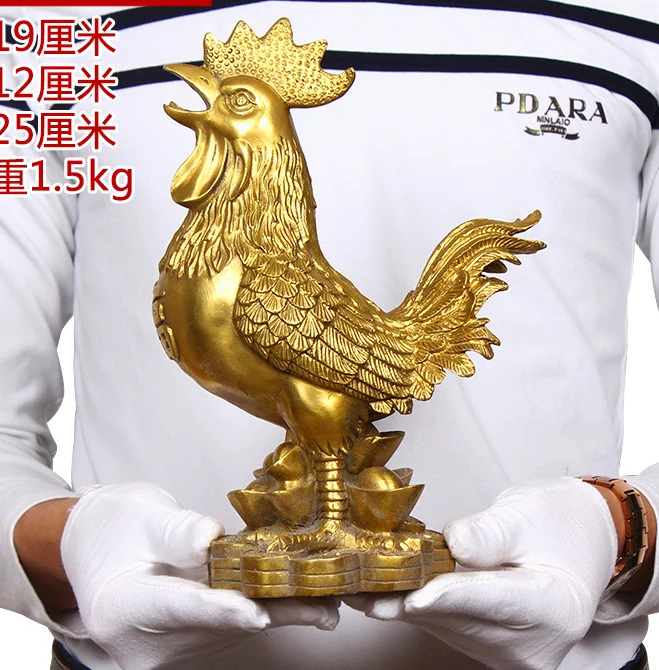 

25CM LARGE # Good luck Talisman # office home shop Money Drawing Lucky efficacious Protection Cock rooster Brass statue