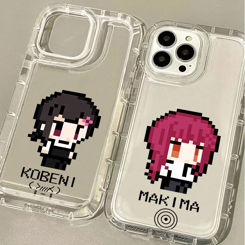 Pixel Cartoon Chainsaw Man Shockproof Phone Case
