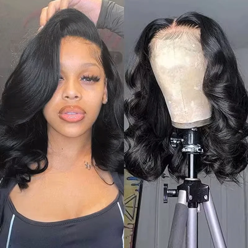 Wear And Go Glueless Bob Wig Human Hair Short Body Wave Lace Front Wigs Pre Cut Brazilian Hair 5X5 HD Lace Closure Wig For Women 2