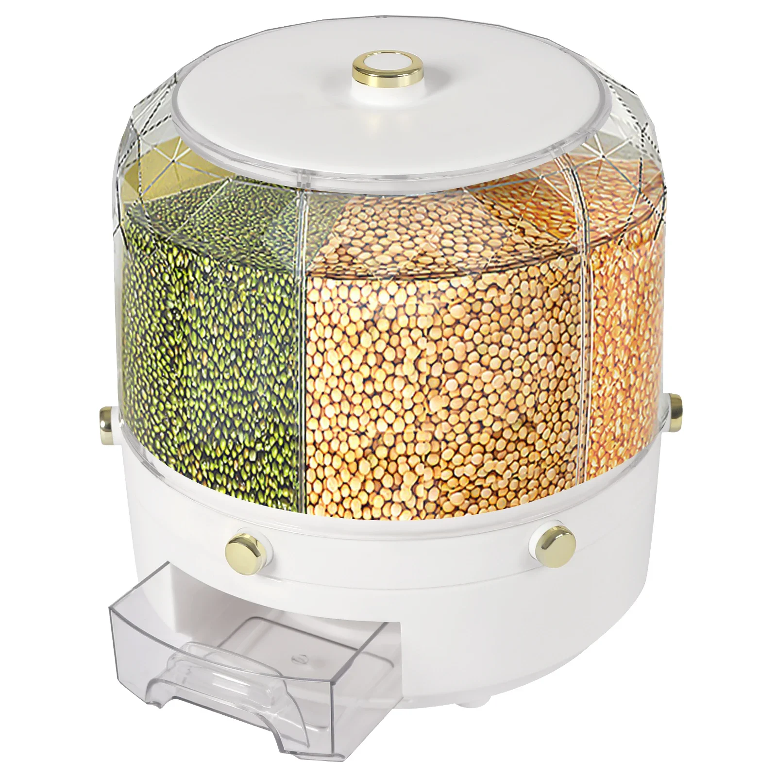 Premium Cereal Dispenser &ndash; 6 Grids, 360&deg; Rotatable, Large Capacity