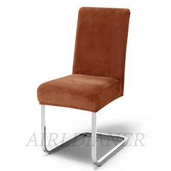 Luxurious Soft Velvet Stretch Chair Covers - Thick Solid Color Slipcover for Dining, Office, Banquet, and Restaurant Seating (Sunset Orange)