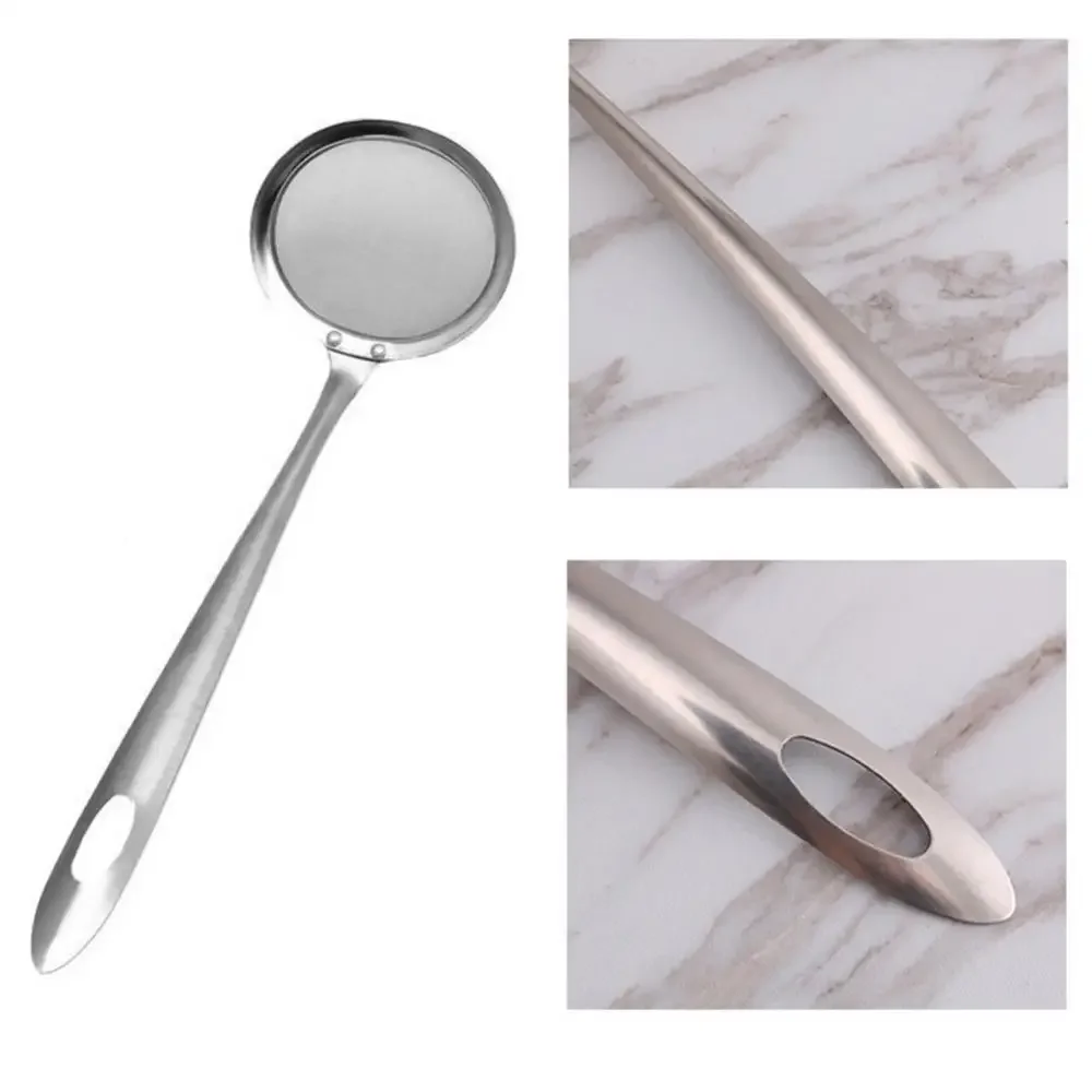 Description Picture 2 of item8/10/13cm Stainless Steel Mesh Spoon Sifter Sieve Cooking Skimmer Strainer For Removing Grease Fat And Foam Kitchen Accessories
