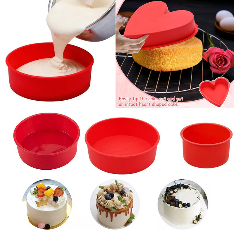  Silicone Cake Mold Set Round Heart Square Non-Stick Baking Pans for DIY Cakes Desserts Bread Chocolate Heat Resistant Bakeware 