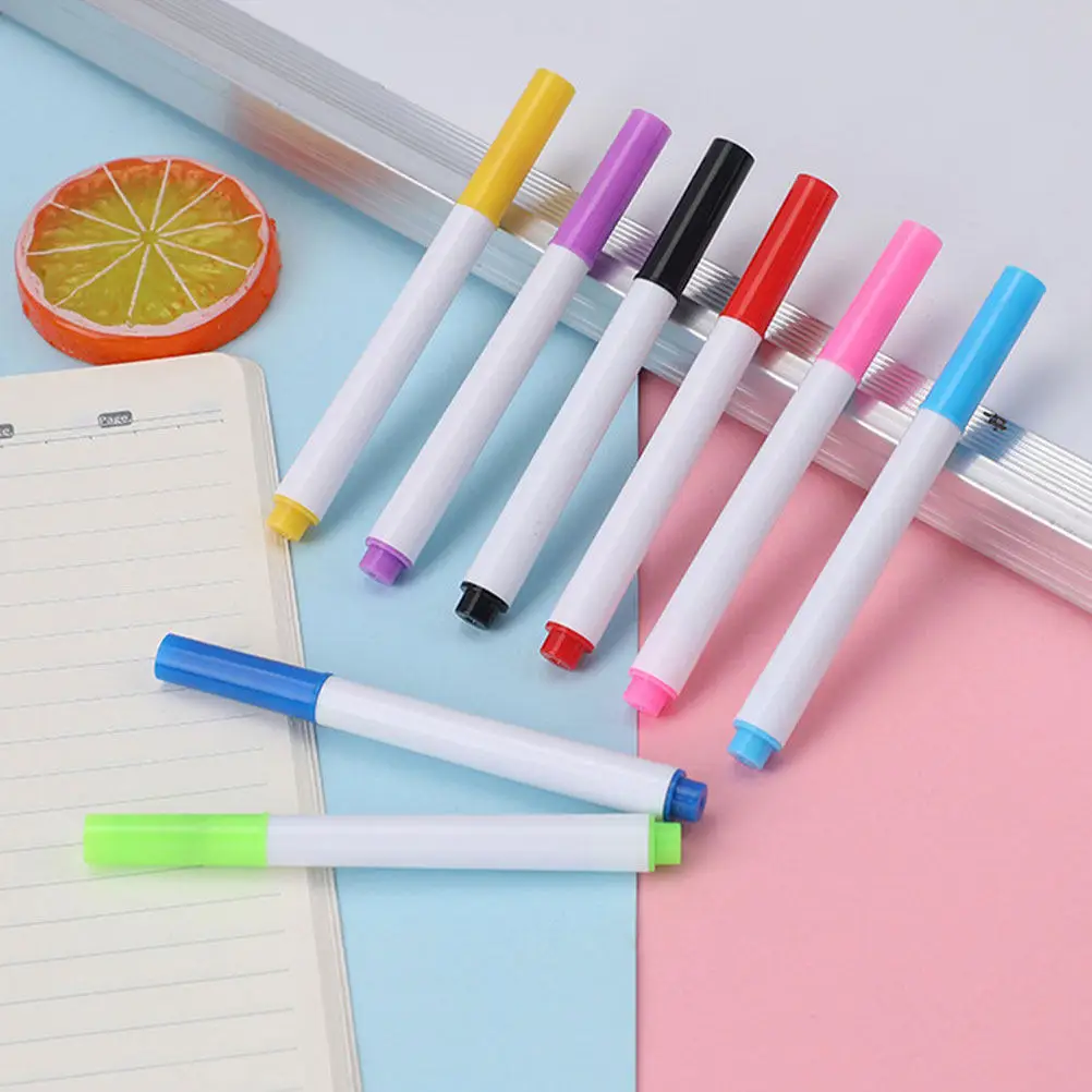 8Pcs 화이트보드 마커 드라이 지우기 마커 세척 가능 휴대용 미세 팁 자기 디자인 성인용 간편한 지우기 부드러운 흐름