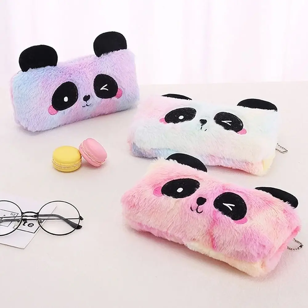 1PC Cute Cartoon Panda Pencil Case Plush Large Pen Bag Kids Gift Lightweight Pen Bag School Stationery Supplies
